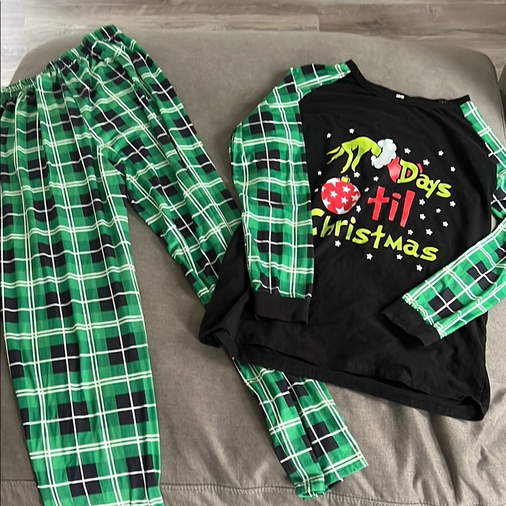 Mens Christmas Pajamas - Green and Black Grinch